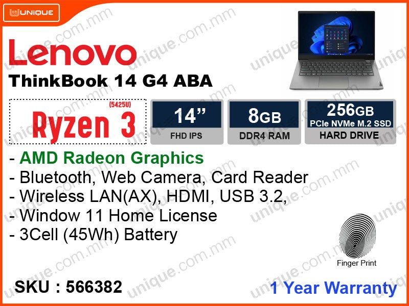 Lenovo Thinkbook 14 Gen 4 ABA 21DK006DVN Mineral Grey (AMD Ryzen 3-5425U, 8GB DDR4 3200MHz, PCIe M.2 SSD 256GB, 14" FHD)