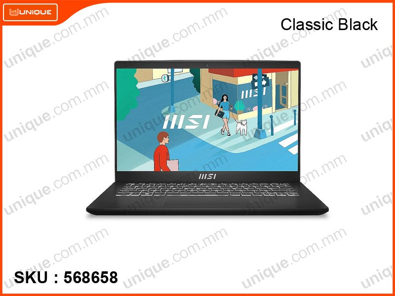 msi Modern 14 C12M-223MM Classic Black (Intel Core i7-1255U, 8GB DDR4 3200MHz, PCIe M.2 SSD 512GB, Window 11 , 14" FHD 1920 x 1080, 1.4 Kg)