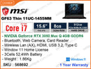 msi GF63 Thin 11UC-1455MM Black (Intel Core i7-11800H, 8GB DDR4 3200MHz, PCIe Gen 4 SSD 512GB,  Nvidia Geforce RTX3050 Max Q 4GB DDR6, Win 11, 15.6" FHD IPS, 1.86 Kg)