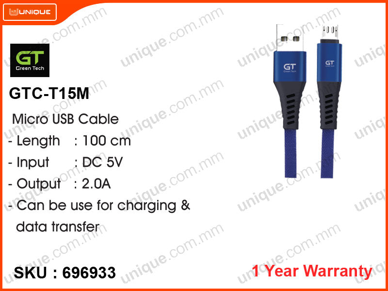 Green Tech GTC-T15M Micro USB Cable (Blue)