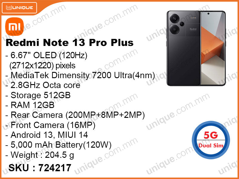 Redmi Note 13 Pro Plus 5G 12GB, 512GB (Without Warranty) –