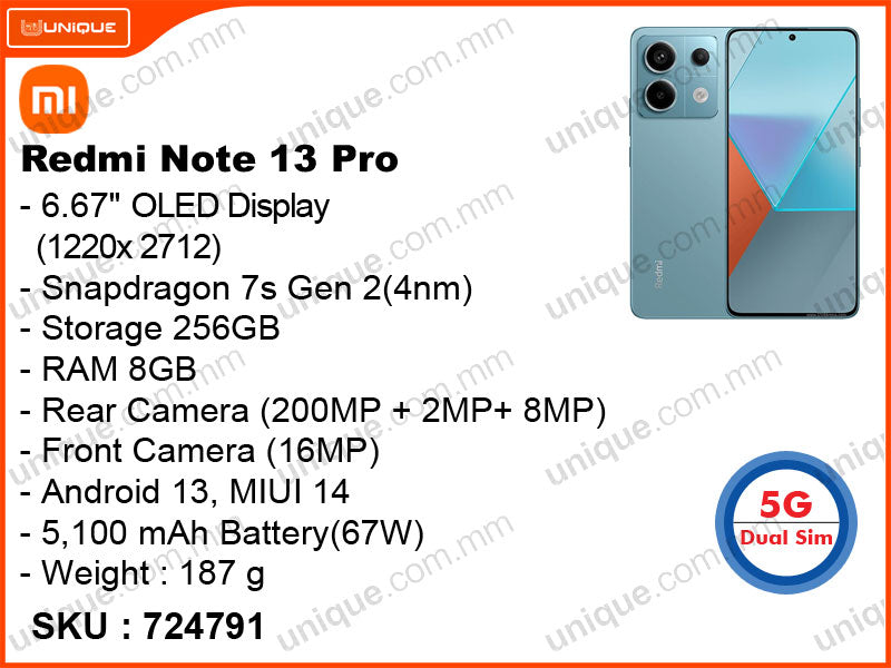 Redmi Note 13 Pro 5G 8GB, 256GB (Without Warranty)