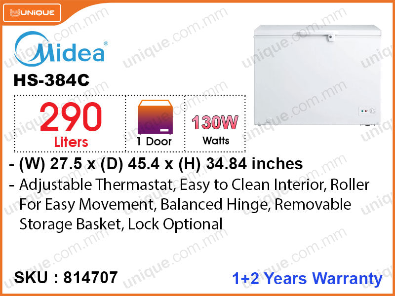 Midea HS-384C 3' 6",290L Chest Freezer