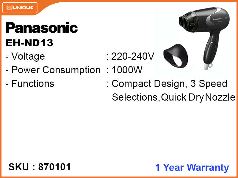 Panasonic EH-ND13 3 Flexible Speed, 1000W Hair Dryer