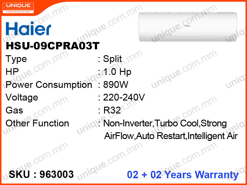 Haier HSU-09CPRA03T Split, 1HP, Non Inverter Air Conditioner
