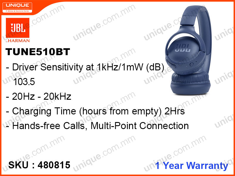JBL TUNE510BT Blue Wireless Headphone