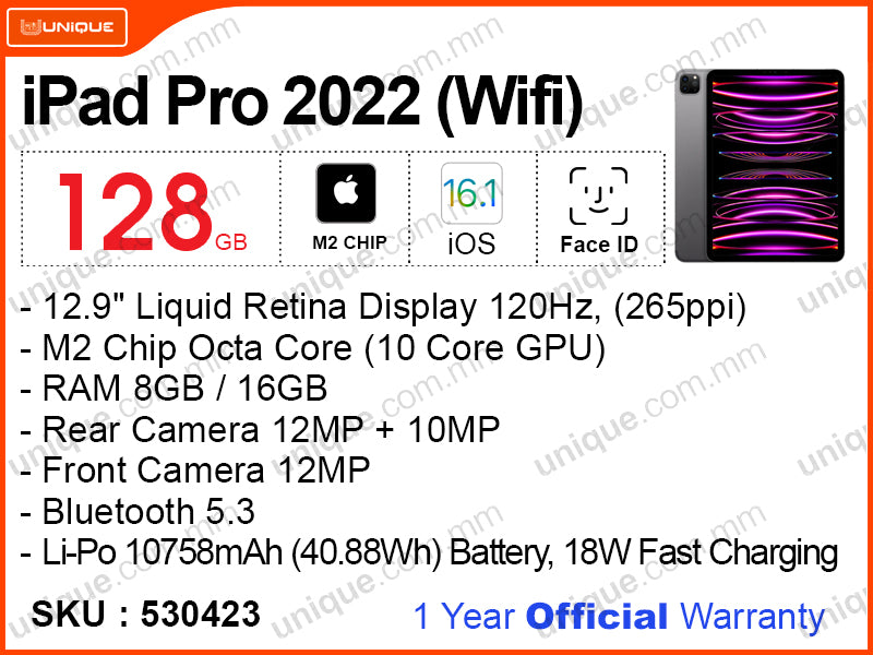 iPad Pro 12.9" M2 (2022) 128GB Wifi