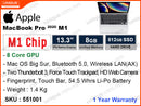 Apple MacBook Pro 2020 512GB(Apple M1 Chip 8-Core CPU,8 Core GPU, 8GB, 512GB, 13", Weight 1.4 Kg)
