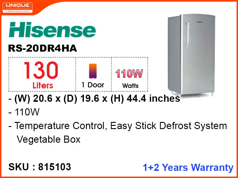 Hisense Refrigerator RS-20DR4HA 1Door,150L