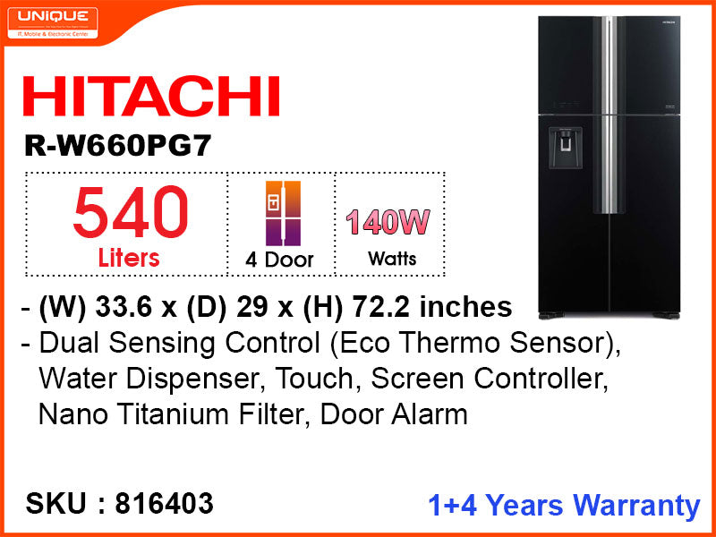 HITACHI R-WB660PG7, 540L Refrigerator