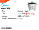 Midea Simple,Non Stick Coating Rice Cooker, MG-GP45B 1.8L