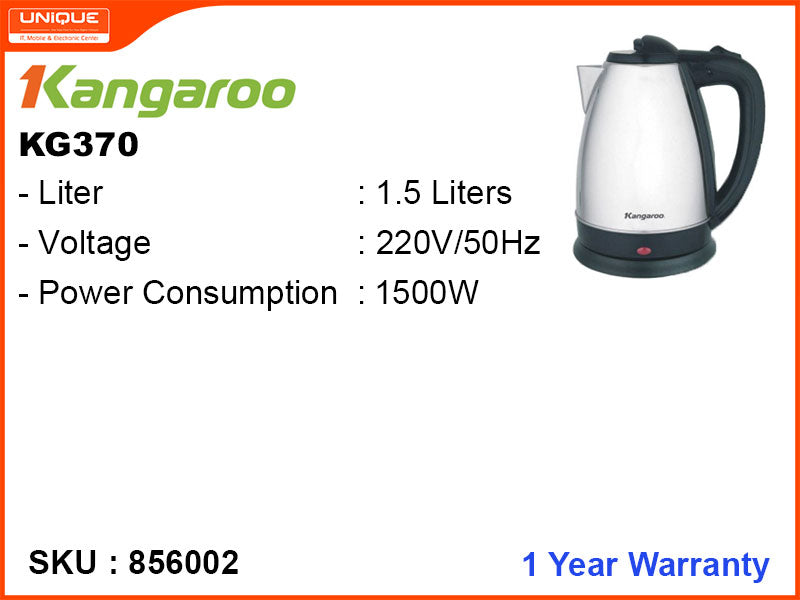 Kangaroo Electric Kettle, 1.5L, 1500W, KG370