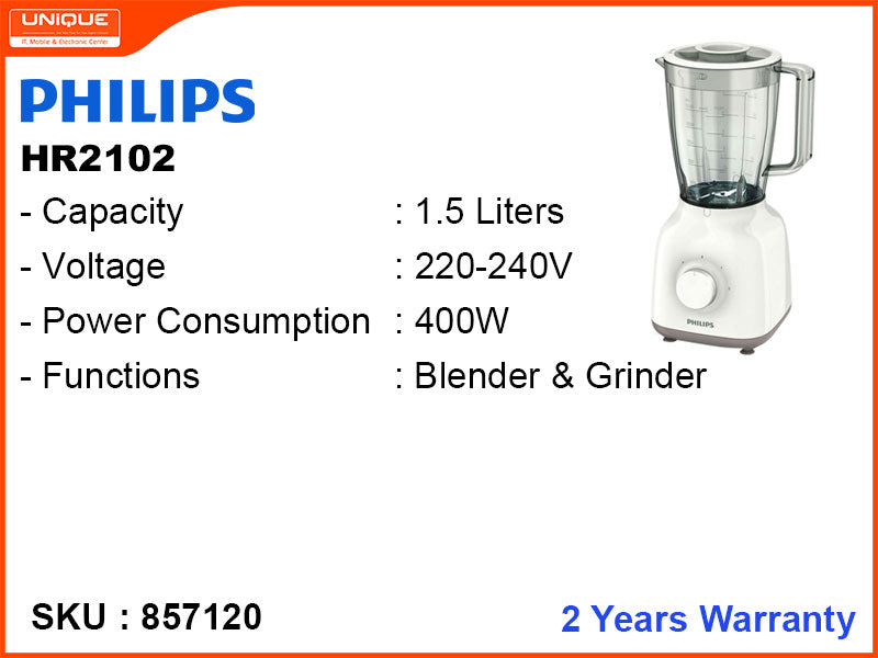 PHILIPS Blender HR2102 1.5L, 2 in 1, 400W