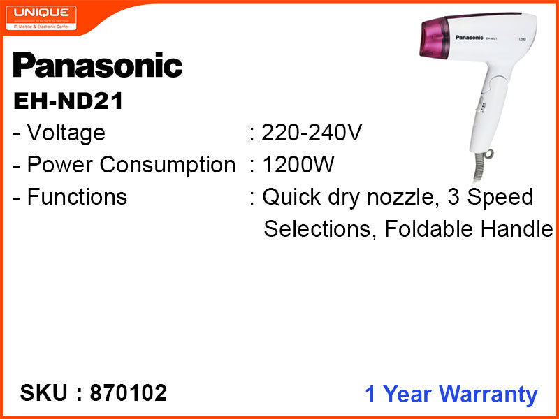 Panasonic EH-ND21 3 Flexible Speed, 1200W Hair Dryer