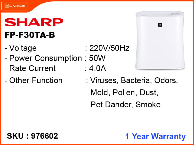 SHARP FP-J30TA-P/A/B, 50W, Air Purifier