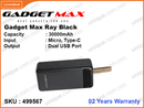 GADGET MAX RAY Black 30000mAh Power Bank