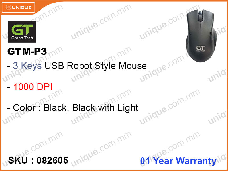 Gtm Computer Accessories Green Tech GTM-P3 USB Mouse – unique.com.mm