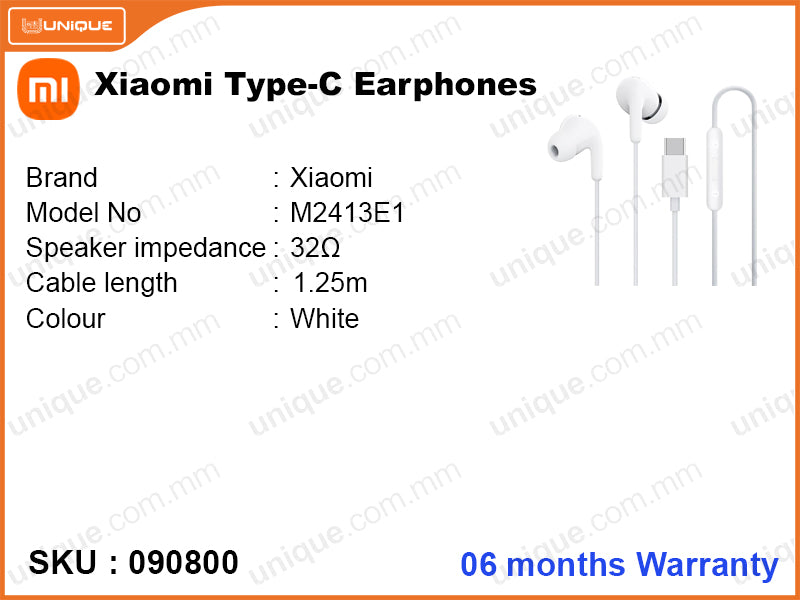 Xiaomi M2413E1 White Type C In Ear Earphones