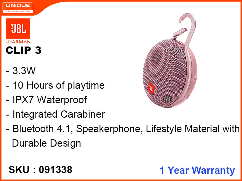 JBL CLIP 3 Red Portable Bluetooth Speaker