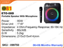 81 ETO-08D Black 80W Portable Speaker With Microphone