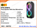 81 ETO-208F2 Black 120W Party Speaker With Dual Microphone