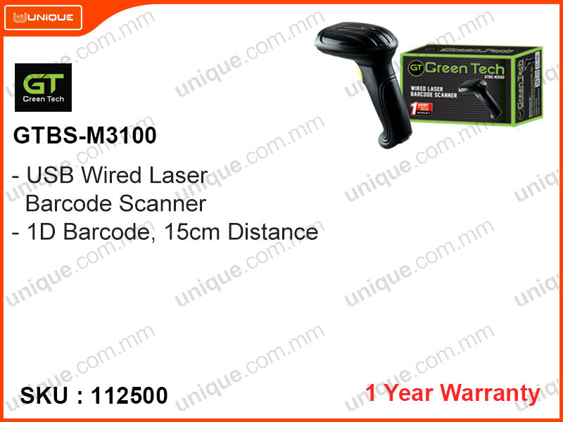 Green Tech GTBS-M3100-Wired Laser Barcode Scanner – unique.com.mm