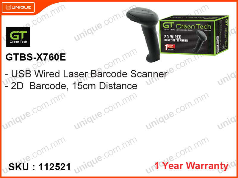 Green Tech GTBS-X760E 2D Wired Barcode Scanner – unique.com.mm