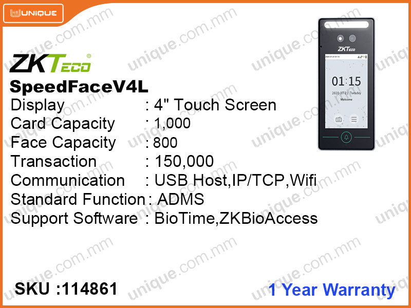 ZKTeco SpeedFaceV4L Time Attendance Finger Print Machine