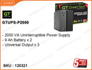 Green Tech 2000VA UPS GTUPS-P2000 Metal (Battery 01 Year)