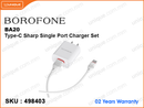 BOROFONE BA20 Black Type-C Sharp Single Port Charger Set