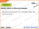 anitech RA202 Gray USB C to Ethernet Adapter