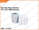 Barcode Paper Stricker 32" x 25" (5000 Sheets) Direct Thermal