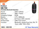 NexBeat NB-760 Black Portable Bluetooth Speaker