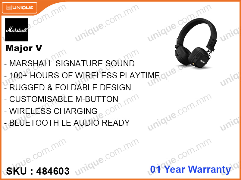 Marshall Major V Black Wireless Headphone