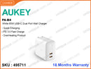 AUKEY PA-B4 White 65W USB-C Dual Port Wall Charger