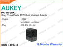 AUKEY PA-TA08A Gray Travel Mate 65W GaN Universal Adapter With USB Port