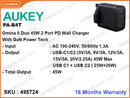 AUKEY PA-B4T White Omina II Duo 45W 2-Port PD Wall Charger With GaN Power Tech