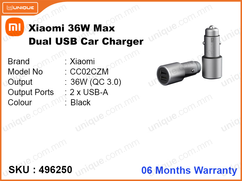 Xiaomi CC02CZM (QC 3.0) 36W Max Dual USB Car Charger