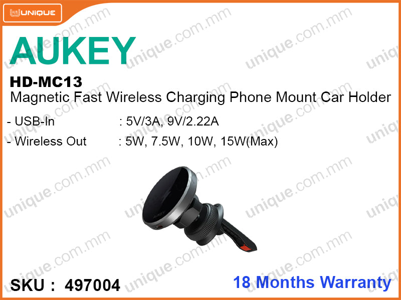 AUKEY HD-MC13 Black Magnetic Fast Wireless Charging Phone Mount