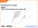 BOROFONE BA20 Black Type-C Sharp Single Port Charger Set