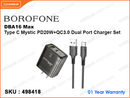 BOROFONE DBA16 Max Black Type C Mystic PD20W+QC3.0 Dual Port Charger Set