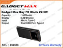 GADGET MAX RAY PD Black 22.5W 10000mAh Power Bank