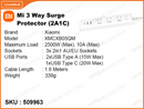 Mi XMCXB05QM White 20W 2A1C 3 Way Surge Protector