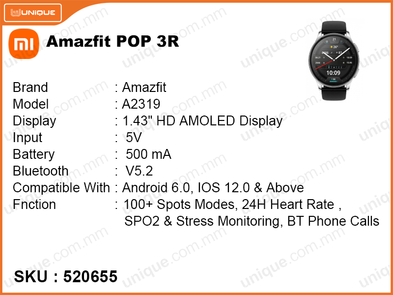 Amazfit POP 3R A2319 Watch (Without Warranty)