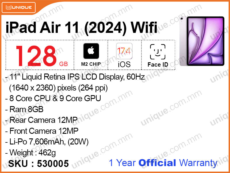 iPad Air 11'' M2 (2024) 6th Gen 128GB Wifi Purple