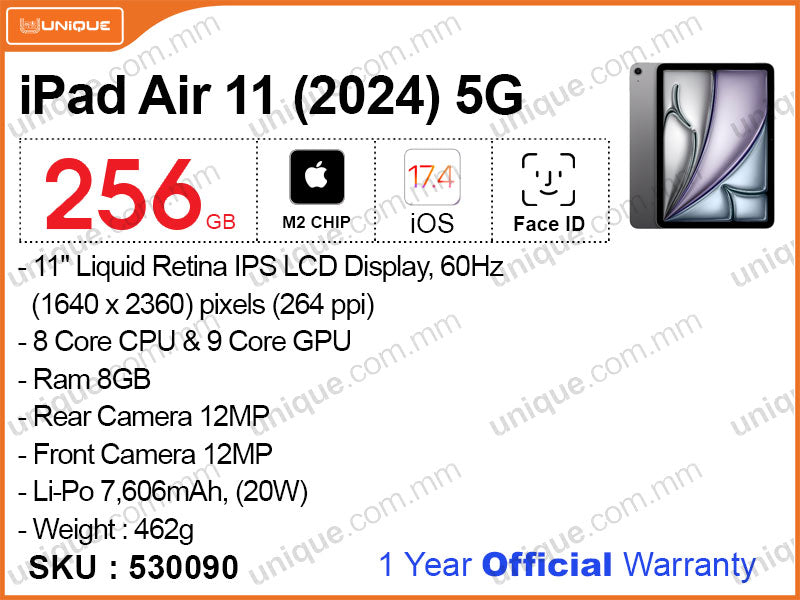 iPad Air 11'' M2 (2024) 6th Gen 256GB 5G