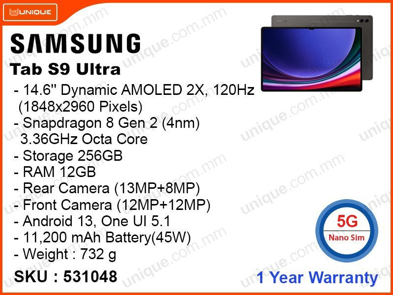 SAMSUNG Galaxy Tab S9 Ultra 5G 12GB, 256GB