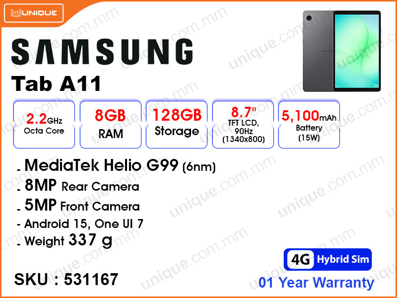 SAMSUNG Galaxy Tab A11 8GB, 128GB Gray