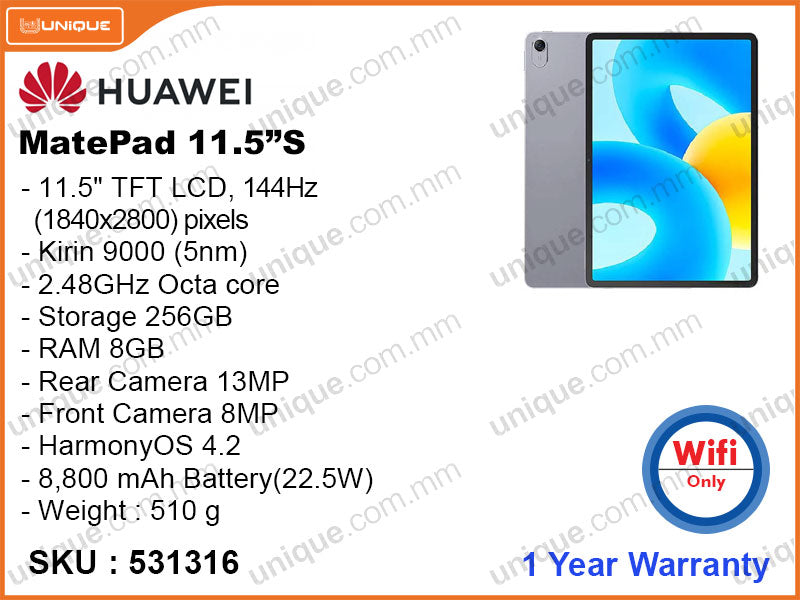 HUAWEI MatePad 11.5''S 8GB,256GB, Wifi Space Gray