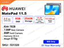 HUAWEI MatePad 11.5'' 8GB, 256GB Wifi Space Gray